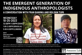 poster for the event with event description - includes images of the two speakers, a brown-skinned, Indigenous woman and man